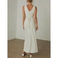 thumbnail image 5 of Women's Spaghetti Strap Long Formal Satin Dress Sleeveless Backless Bodycon Maxi Dresses Split Silk Dress, 5 of 6