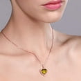 thumbnail image 3 of Gem Stone King 18K Rose Gold Plated Silver Yellow Citrine and White Moissanite Heart Shape Pendant Necklace for Women (1.42 Cttw, Heart 8MM, Gemstone November Birthstone, with 18 inch Chain), 3 of 5