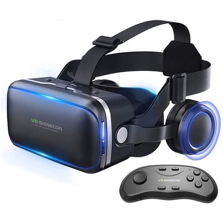 Vr Headset with Remote Controller[New Version], 3D Glasses Virtual Reality Headset for VR Games & 3D Movies, Eye Care System for iPhone and Android Smartphones