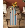 thumbnail image 5 of Bohemian Cotton and Linen Table Runner, Kitchen Table Runners for Family Dinner, Banquet, Parties and Celebrations, Geometric Stripe Orange Blue Turquoise Table Decor, 13 x 48 inch, 5 of 6