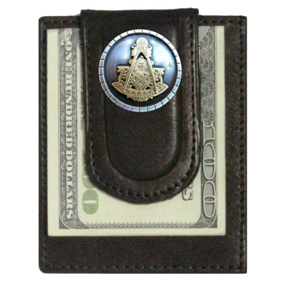 Custom Masonic Past Master Paul and Taylor Money Clip Wallet Brown