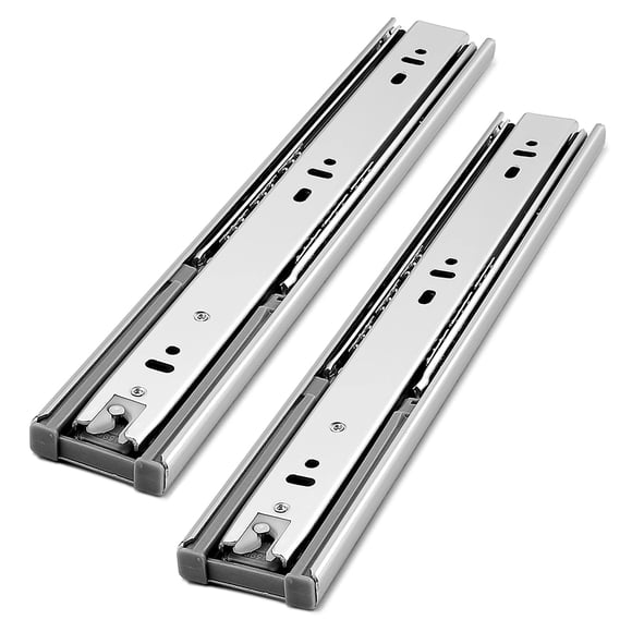 Gobrico Guías para cajones Herrajes para muebles 16 pulgadas 100 lb. Corredores hidráulicos de rodamiento de bolas de extensión completa con cierre suave, 3 pliegues, 2 pares