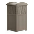 thumbnail image 3 of Suncast Wicker Plastic Hideaway Trash Can w/Lid, Dark Taupe (2 Pack), 3 of 6