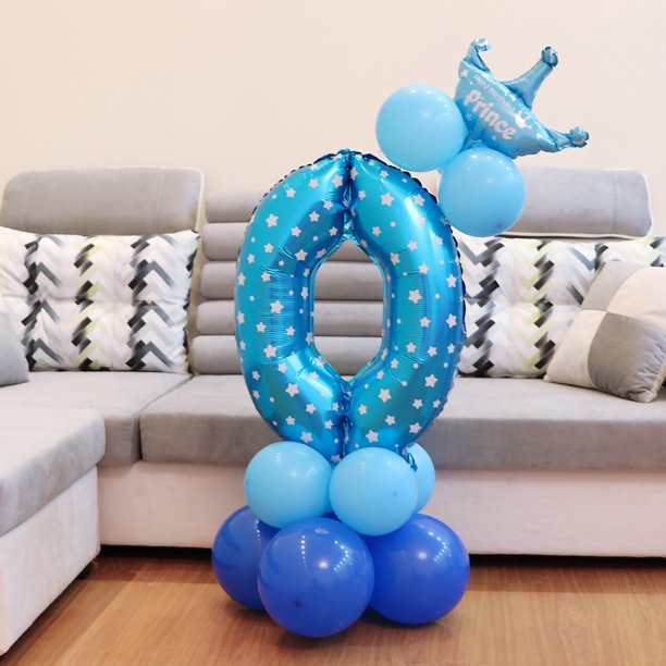 Globo con número de color brillante y vibrante, 32 pulgadas, estilo de número, amplia aplicación, para fiestas, cumpleaños, número azul 0
