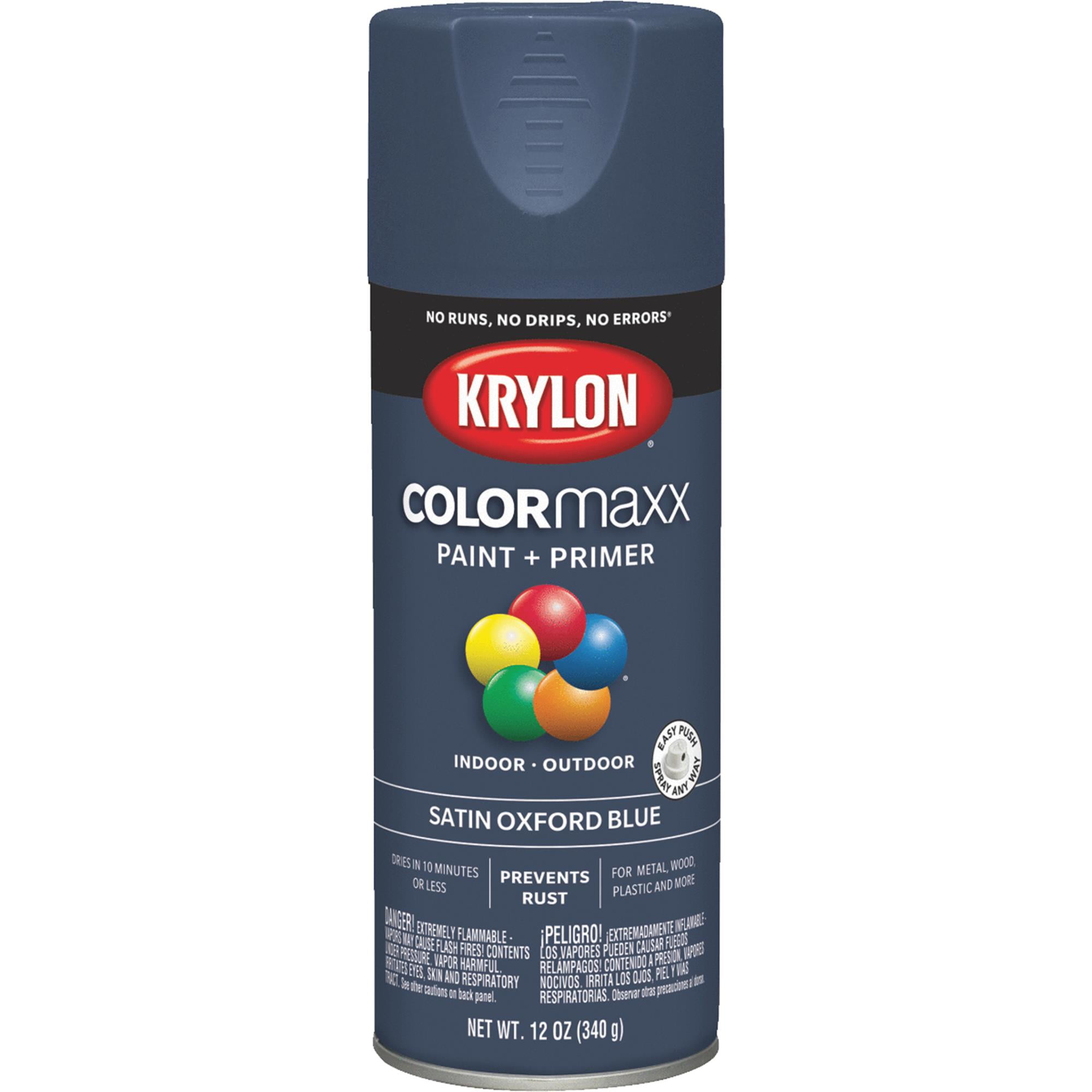 Krylon COLORmaxx K05571007 Spray Paint, Satin, Oxford Blue, 12 oz