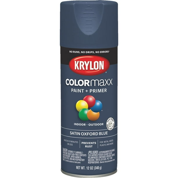 Krylon COLORmaxx K05571007 Spray Paint, Satin, Oxford Blue, 12 oz