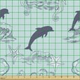 thumbnail image 2 of Ambesonne Nautical Fabric by the Yard Upholstery, Waves Dolphins Starfish, 10 Yards, Pale Blue Pale Blue, 2 of 5