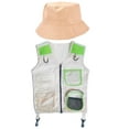 thumbnail image 3 of guohui Kids Explorer Vest with Hat Cosplay Cargo Vest for Hiking Outdoor Boys Girls Green, 3 of 9