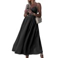 thumbnail image 1 of Vestido Largo Con Tirantes Vestido de fiesta de cóctel con cuello en V y abertura larga para mujer (negro S) Cgtredaw Para estrenar, 1 of 1