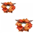 thumbnail image 2 of Seasonal Home Decor, Fall Candle Rings, Mini Fall Wreath, Artificial Pumpkins, 2 Pack 11X11 Inch Maple Leaf Pumpkin Candle Wreath for Table Centerpiece, Mantel, Window and Door, 2 of 6