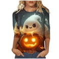thumbnail image 2 of SDNall Halloween Shirts for Women Funny Ghosts Pumpkin Print Cute Funny Graphiccrewneck 3/4 Sleeve Tops Halloween Gift T Shirt (S-XXXL,Navy), 2 of 5