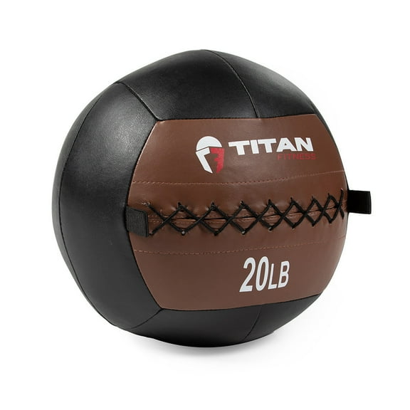 Titan Fitness 20 LB Soft Leather Medicine Wall Ball, Brown Color-Coded Weighted Wall Ball, Full Body Dynamic Exercise Med Ball, Core Fitness, Strength Training, Exercise Conditioning