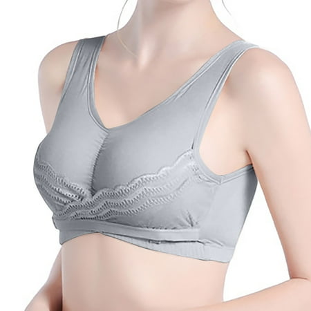 XFLWAM Comfy Corset Bra Front Cross Side Buckle Lace Bras Stretchy Comfort Lightweight Bralette Full Coverage Underwear