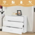 thumbnail image 6 of PAPROOS White 3 Drawer Dresser, Chest of Drawers for Bedroom, Modern Storage Cabinet Dresser Organizer Unit with Handle for Living Room, Closet, Hallway, Nursery, 6 of 11