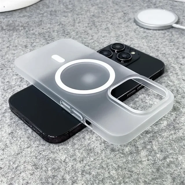 New Matte Ultra-Thin for Magsafe Case For iPhone 16 15 14 Plus 13 12 11 Pro Max Magnetic Wireless Charger PC Translucent Cover Clear For iPhone 16 ProMax
