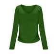 thumbnail image 4 of UTSJKR Womens T Shirts Long Sleeve V Neck Basic Tee Casual Loose Fit Soft Spring Tops Outfits 2026&nbsp;Undershirts Green XL, 4 of 9