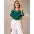 thumbnail image 2 of DARING DIVA Women's Elegant Women's Sparkly Blouse with Rhinestones XL Hunter Green, 2 of 7
