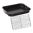 thumbnail image 1 of Bandeja para asar con rejilla, bandeja rectangular para asar en , bandeja antiadherente de acero al carbono para hornear pollo a la parrilla, 1 of 8