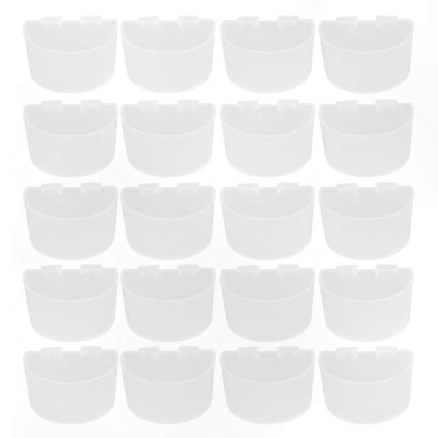 20-Pack Plastic Bird Feeding Cups for Cages, 11x6cm White Water and Food Troughs for Parrots