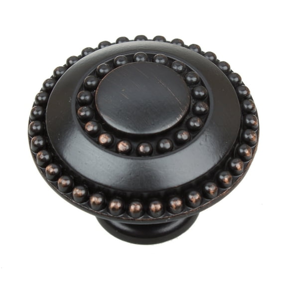 GlideRite 1-3/8 in. Round Double Ring Beaded Cabinet Knob, Oil Rubbed Bronze