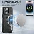 thumbnail image 2 of Compatible with MagSafe for iPhone 14 Plus Case, Leather Logo View Protective Shockproof Luxury Business Anti-Scratch Magnetic Phone Case Women Men Cover,Black, 2 of 15