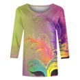 thumbnail image 4 of Cavosen Carnival Day Tops for Women 3/4 Sleeve Holiday Mardi Gras Crewneck Blouse Mask Graphic Print Shirts Festival Fashion Tops Loose Going out T-Shirts Party Shrove Tuesday Tees 2XL, 4 of 5