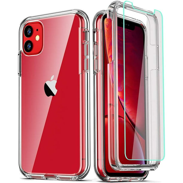 Compatible with iPhone 11 Case, [2 x Tempered Glass Screen Protector] for Clear Full Body Coverage Hard PC+Soft Silicone TPU 3in1 Shockproof Protective Phone - Walmart.com