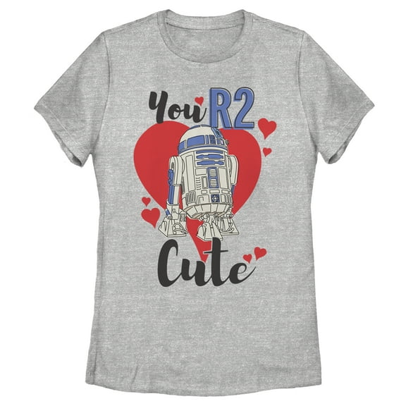 Women's Star Wars Valentine's Day You R2 Cute Graphic Tee Athletic Heather Large