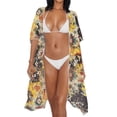 thumbnail image 4 of FKELYI Retro Sunflower Bee Print Kimono Cover Up for Women Summer Beach Coverup Half Sleeve Kimono Cardigan Sheer Beachwear Comfy Resort Wear for Ladies Casual Outfit, 4 of 6