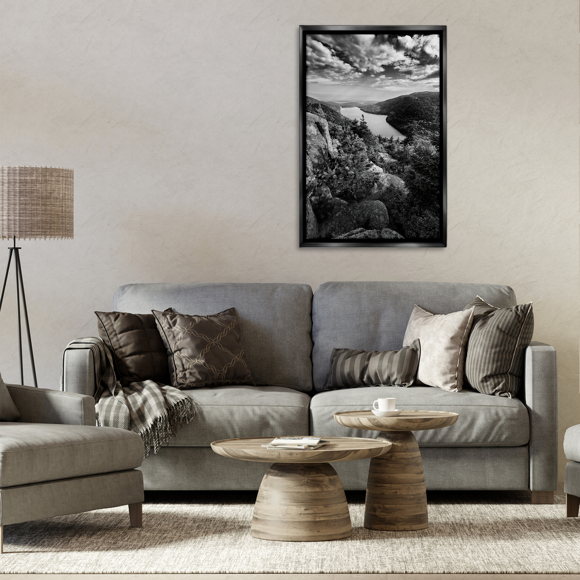 Stupell Industries Looking Over Cliffs Landscape Landscape & Nature Photography Black Floater Framed Canvas Art Print Wall Art, 21 x 31