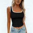 thumbnail image 2 of Gkeoshab Blouses for Women Dressy Casual Ribbed Texture Cropped Tank Top Solid Color Sleeveless Cami for Everyday Wear Dark Gray M, 2 of 4