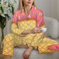 thumbnail image 6 of Pajama Sets for Women 2 Pcs, Pink Ice Cream Button Down Long Sleeve Sleepwear Lounge PJ Sets, 6 of 6