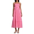 thumbnail image 1 of Gupgi Robe Sans Manches à Rayures pour Femmes, Robe Midi Évasée, Bretelles Spaghetti, Découpe au Dos, Fluide, Longue Robe d'Été, 1 of 9