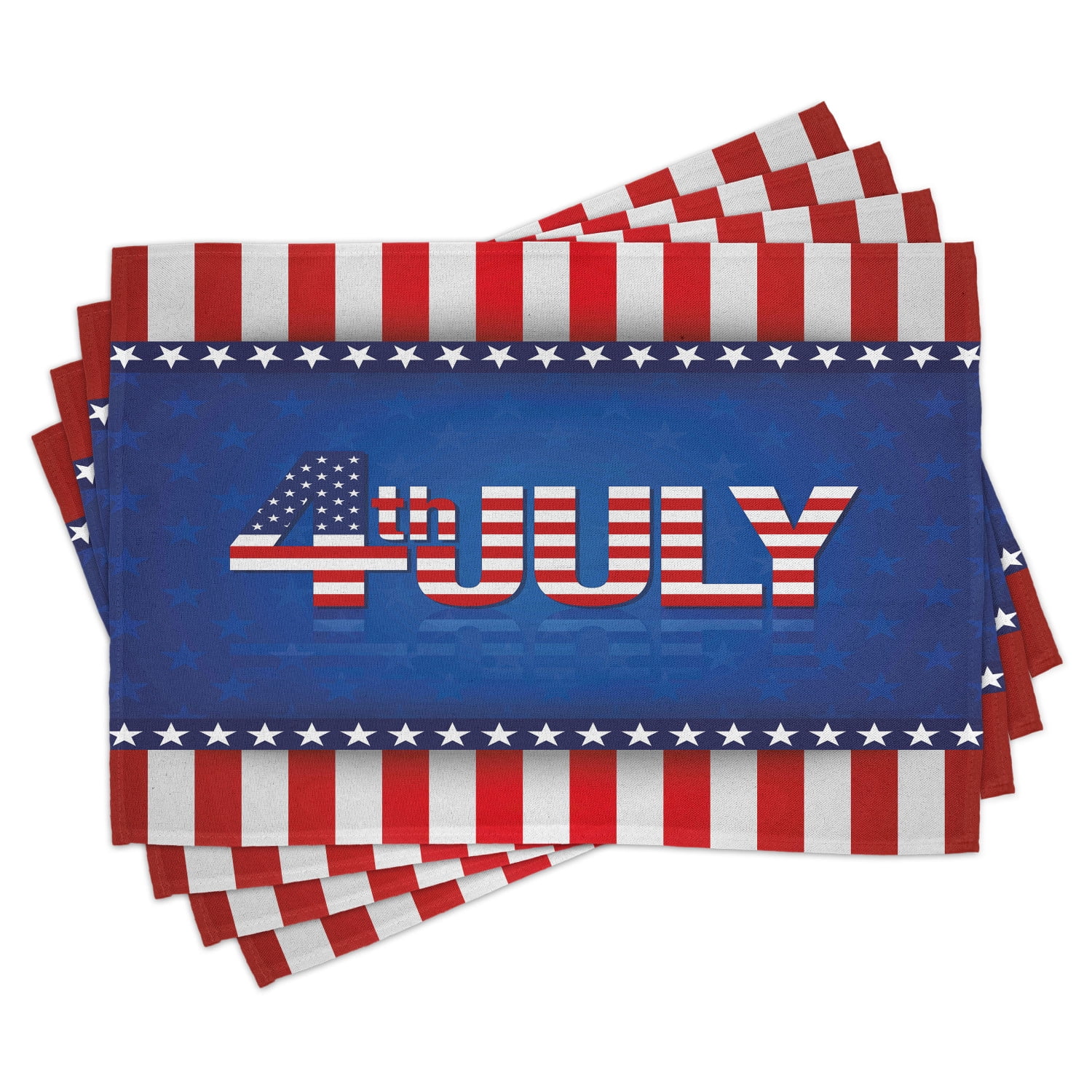 4th of July Placemats Set of 4 Independence Themed Holiday Design with