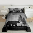 thumbnail image 2 of Homewish Wildlife Bear Print Queen Comforter Set, Grey Rustic Lodge Cabin Bedding Sets, Farmhouse Theme Reversible Bedding Comforter Set, Luxury Bedroom Decor, 3-Piece, 2 of 8