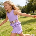 thumbnail image 4 of Vornjynx Girls Outfit Sets Crew Neck Tank Tops and Ruffle Hem Shorts High Waist Summer Casual Trendy Clothes 2 Piece Purple Size 11, 4 of 10