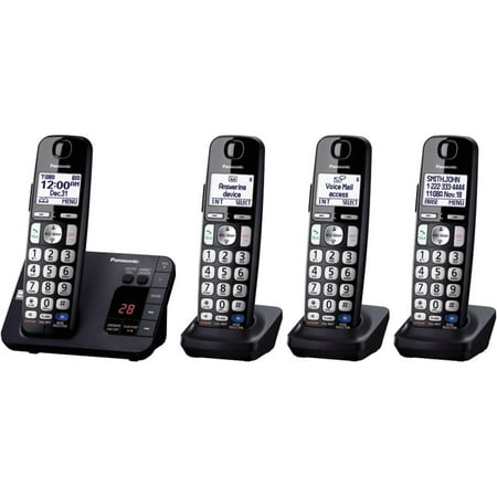Panasonic Answering System PANASONIC KX-TGE234B DECT 6.0 Plus Expandable Digital Cordless Answering System (4-Handset System) ()