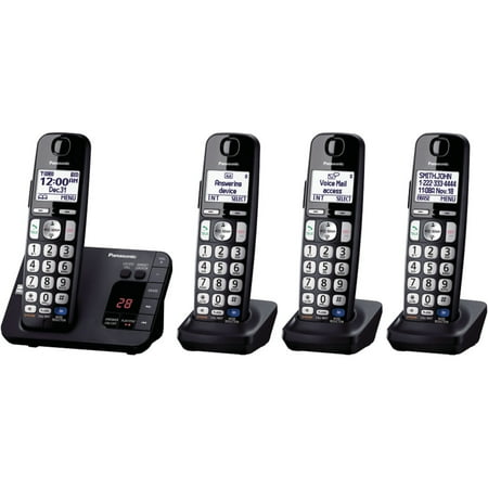 PANASONIC KX-TGE234B DECT 6.0 Plus Expandable Digital Cordless Answering System (4-Handset