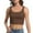Coffee, variant on Women's Sleeveless Strappy Tank Square Neck Double Layer Workout Fitness Casual Basic Crop Tops