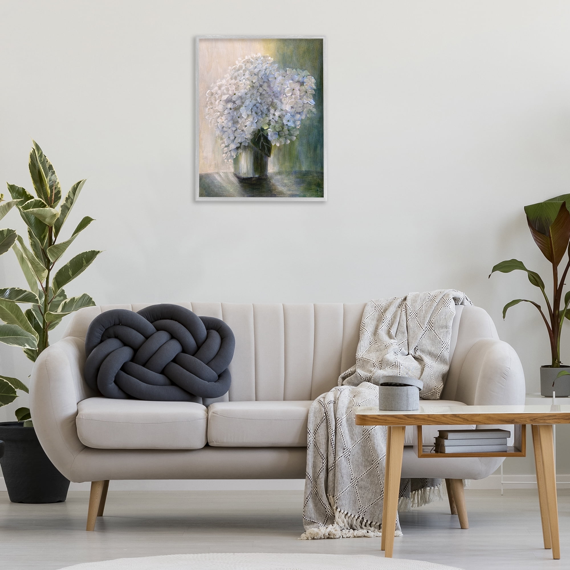 Stupell Industries Hydrangea Still Life Botanical & Floral Painting Gray Framed Art Print Wall Art, 24 x 30