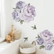 thumbnail image 2 of Pegatinas de pared de flores de peonía, pegatinas de pared florales de flores, delicados carteles de pared de flores moradas, papel de pelar y pegar, decoración de habitación extraíble compatible con Afortunado Sencillez, 2 of 5