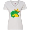 thumbnail image 3 of Inktastic Taco Chameleon Women's V-Neck T-Shirt, 3 of 5