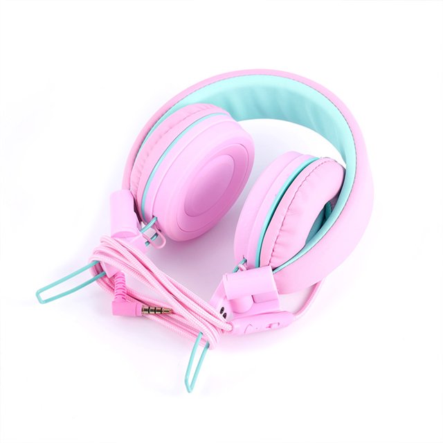 Sidaley Auriculares con cable de 3,5mm con micrófono integrado para ordenador portátil, teléfono móvil, orejera para niños, auriculares con Cables de audio/vídeo Rosado