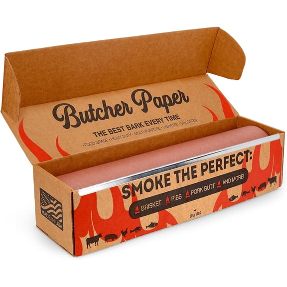 Pink Butcher Paper Roll with Dispenser Box, 18" x 175' (2100”) Food-Grade Peach Butcher Paper for Smoker, BBQ, Grilling, Smoking Meat - USA Made - Unbleached, Uncoated and Unwaxed