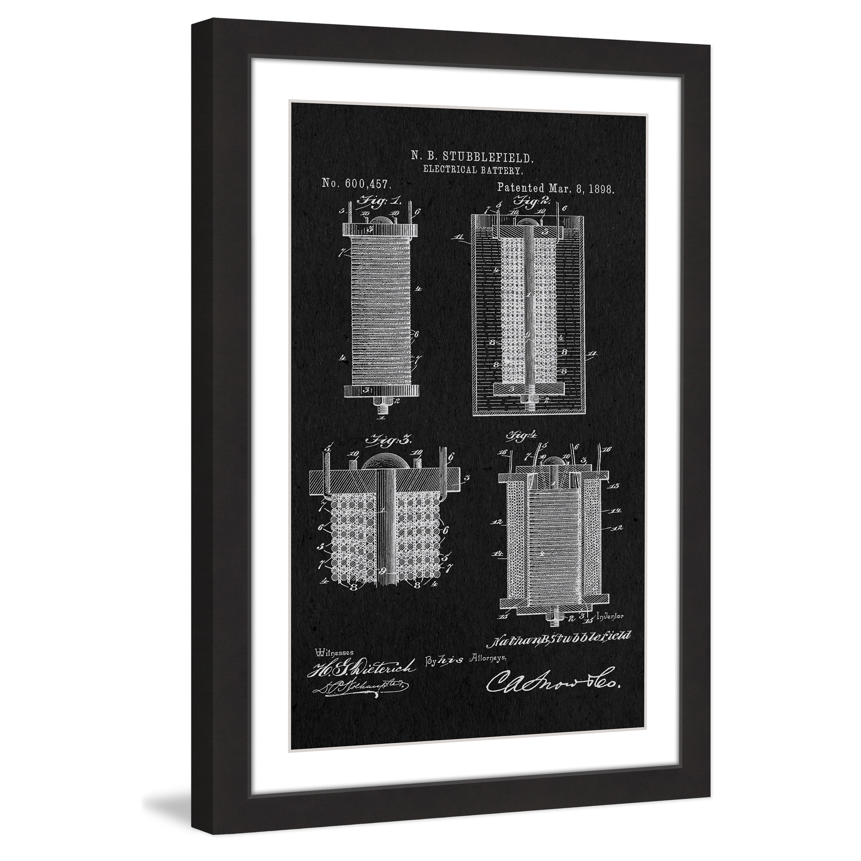 "Battery 1898 Black Paper" Framed Painting Art Print
