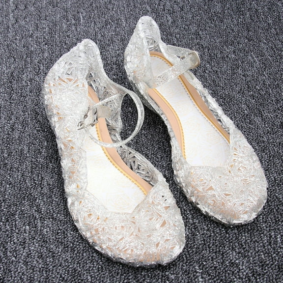WEUVEB 1 Pair of Sandals for Girls High Heel Jelly Sandals White Matching with Sundresses Summer