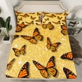 thumbnail image 2 of Feelyou Dreamy Butterfly Gold Bed Sheets for Girl, Fashion Princess King Sheets, Modern Sequin Print Sheet Set, Ultra Soft Bedroom Decor, 4pcs, 2 of 7