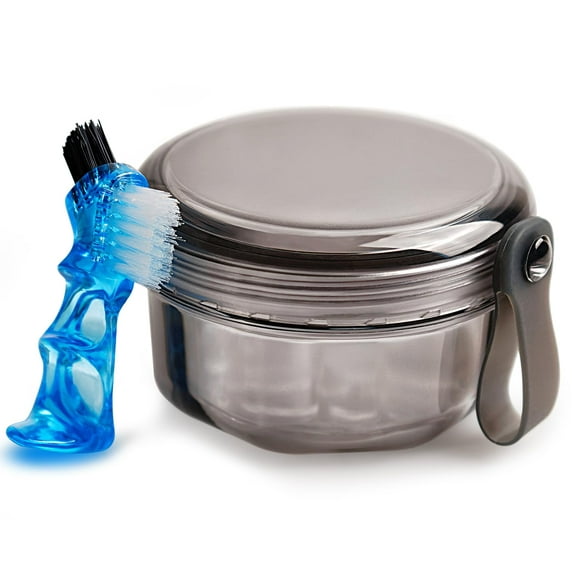 Denture & Retainer Cleaning Case with Filter Basket and Brush, Dishwasher Safe