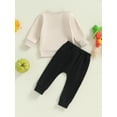 thumbnail image 4 of Suealasg 2Pcs Baby Boys Halloween Outfits Set Long Sleeve Ghost Letter Print Sweatshirt+Sweatpants 6M 1T 2T 3T Toddler Boys Halloween Tracksuit Clothes, 4 of 8