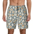 thumbnail image 2 of Picia White Popcorn pattern Mens Swim Trunks with Compression Liner Stretch Beach Shorts Quick Dry with Zipper Pockets No-Chafing Board Shorts-Small, 2 of 9